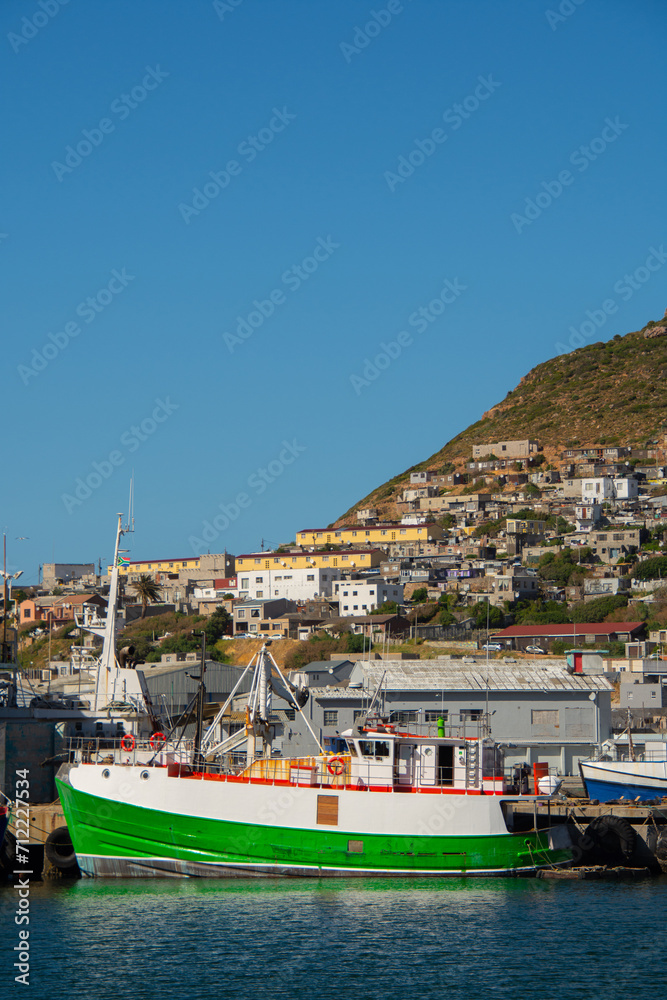 Fototapeta premium Ships in False Bay at Kalk Bay near Cape Town in South Africa