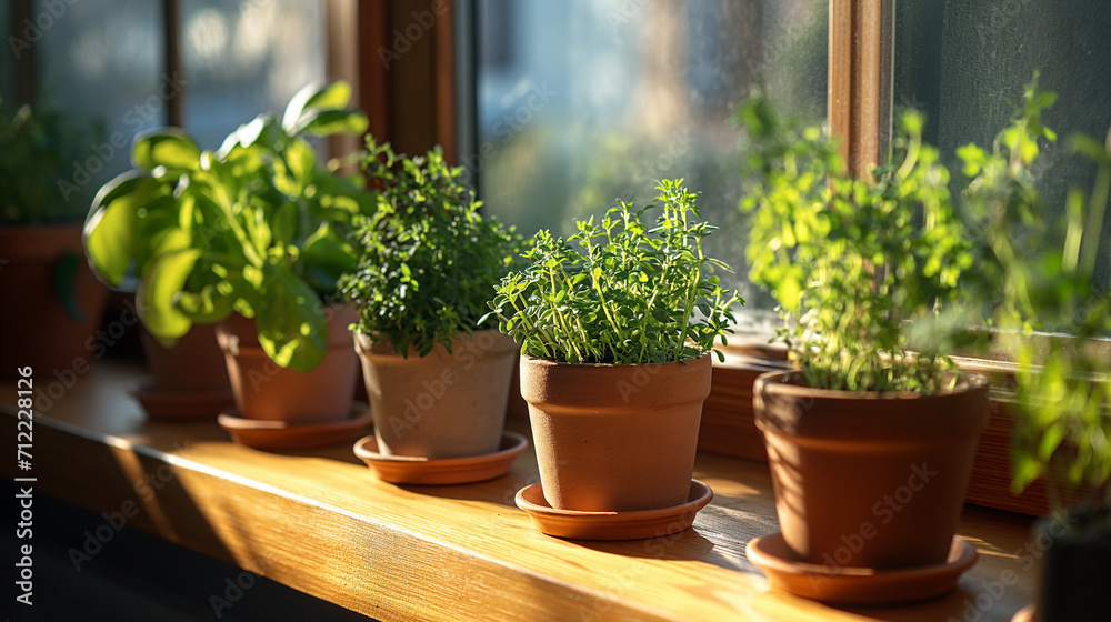 Grow your own trend, people growing veggies and herbs indoors on a sunny windowsill. Growing edibles, grow herbs and veggies on a budget	