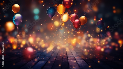 balloon in the party glowing lights background photo