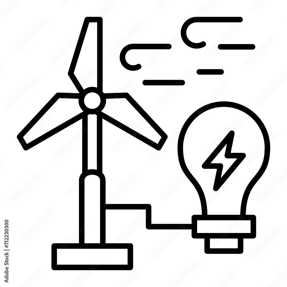   Wind Power line icon
