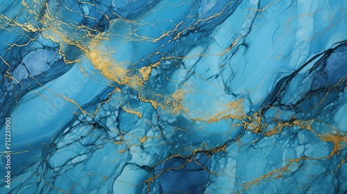 Luxury blue marble texture with golden veins concept background. Created with Generative AI