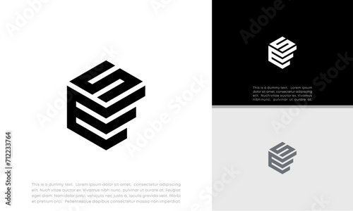 Initials SE. ES logo design. Initial Letter Logo. Innovative high tech logo template.	

