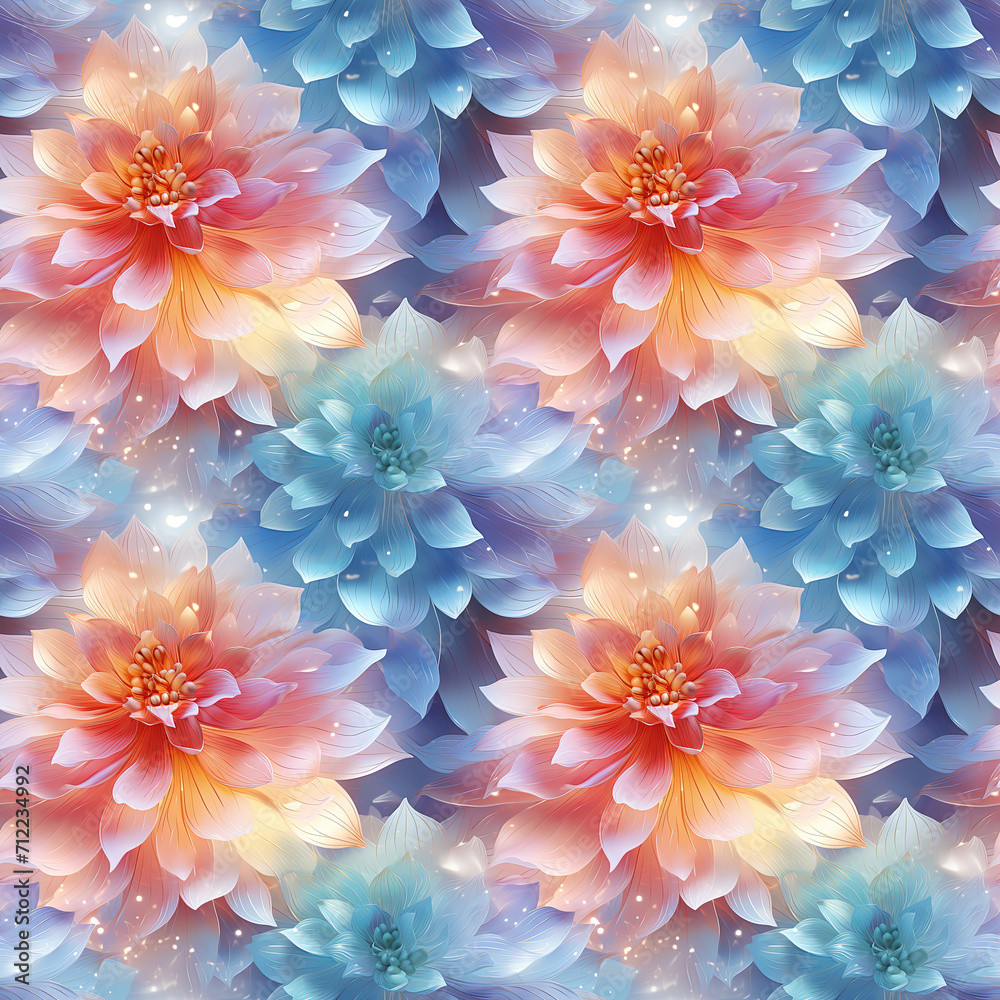 Seamless pattern with flowers. Glowing puff flowers Seamless pattern with flowers. Glowing puff flowers
