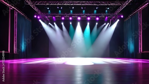 Empty stage dance stage light background with spotlight illuminated for modern dance production stage.