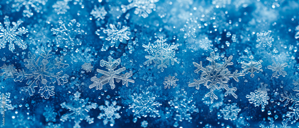 Crystal frozen particles. Ice snowflakes texture background.wintertime mockup. Generative ai.	