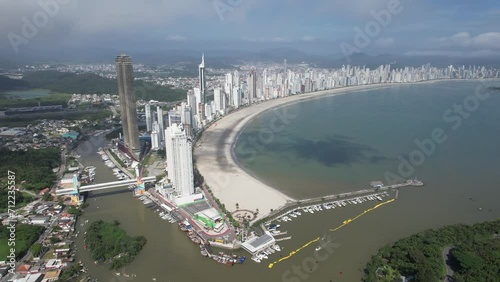 Aerial Vídeo of Balneario Camboriu Beach, on the coast of Santa Catarina State, in South Brazil. With very tall buildings photo