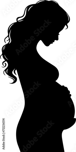 Silhouette Of A Pregnant Woman Collection Isolated On A Transparent Background