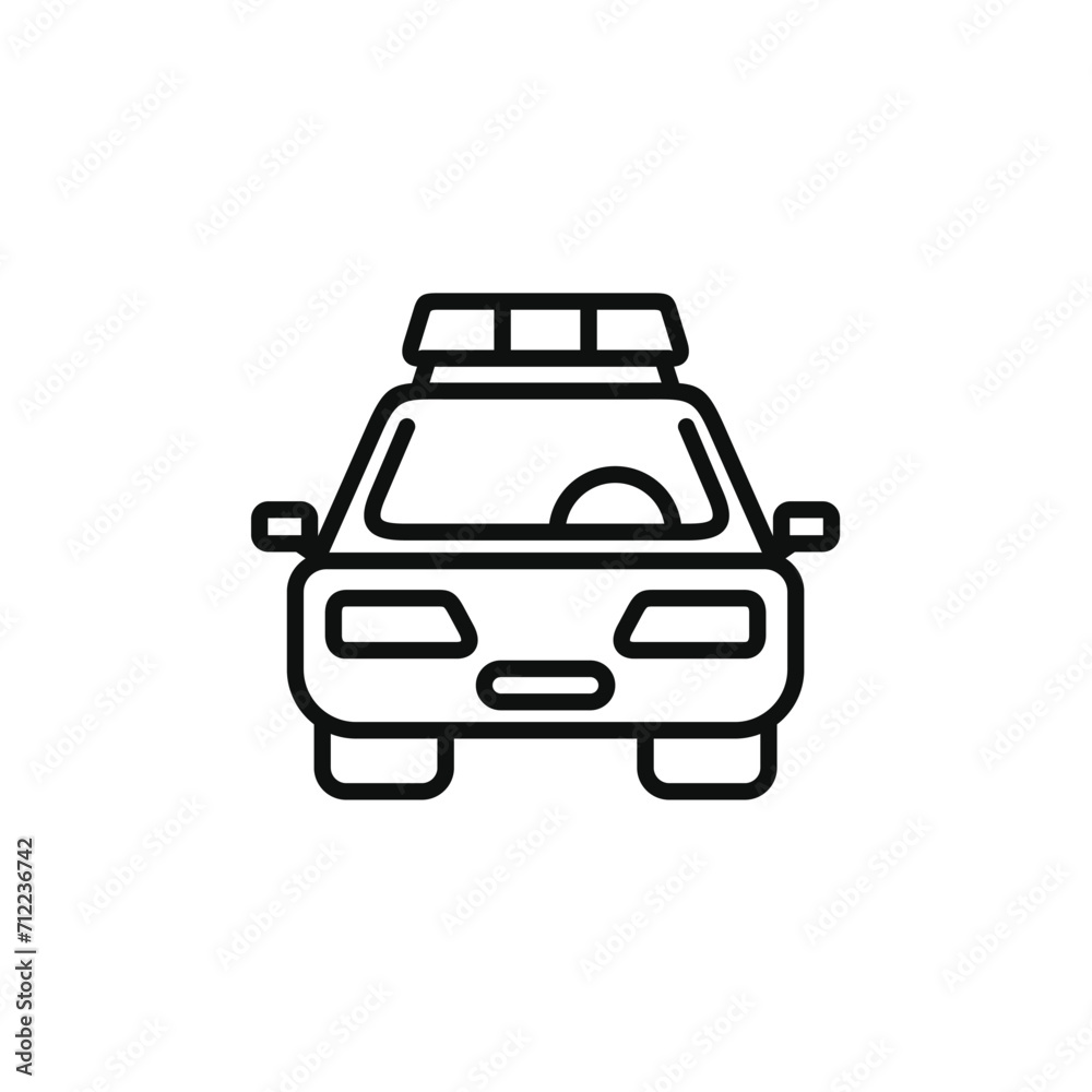 Police car line icon isolated on transparent background