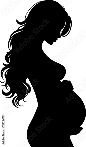 Silhouette Of A Pregnant Woman Collection Isolated On A Transparent Background