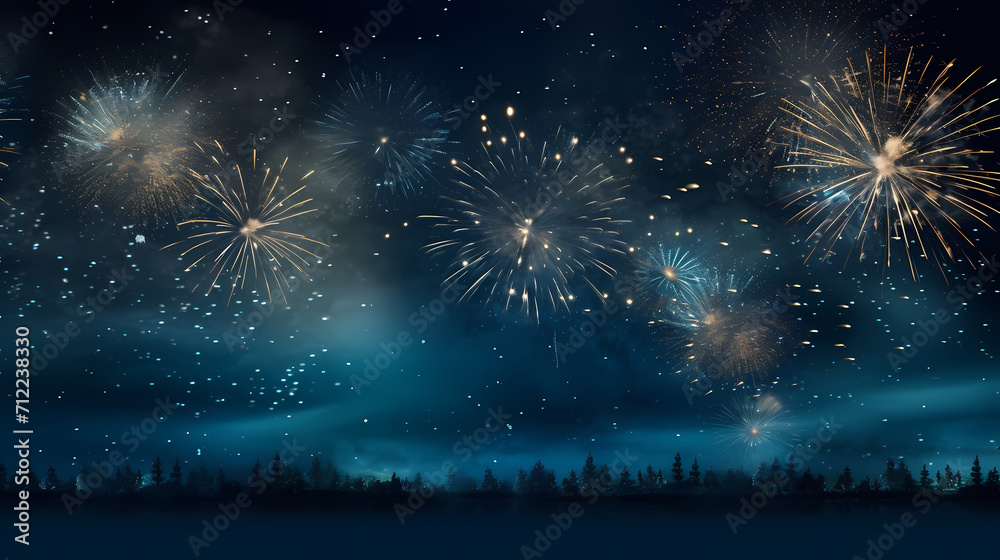 Fototapeta premium Fireworks background for celebration, holiday celebration concept