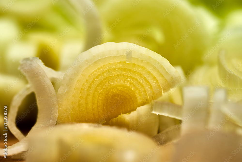 Closeup of freshly chopped leek Closeup of freshly chopped leek