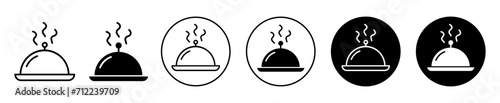 Food platter serving vector icon set collection. Food platter serving Outline flat Icon.