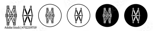 Safety harness vector icon set collection. Safety harness Outline flat Icon.