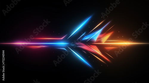 Shinny colorful neon arrows on a dark background. Multicolor neon arrow with glowing effect. Created with Generative AI