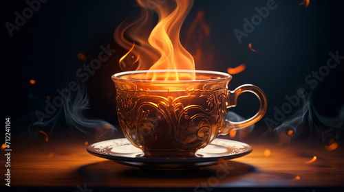 Cup of coffee with flame