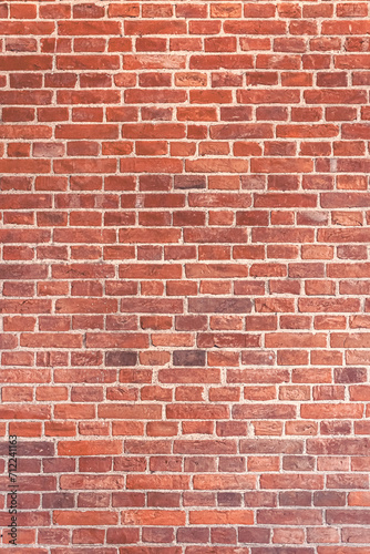 Detailed red brick wall background texture, copy space.
