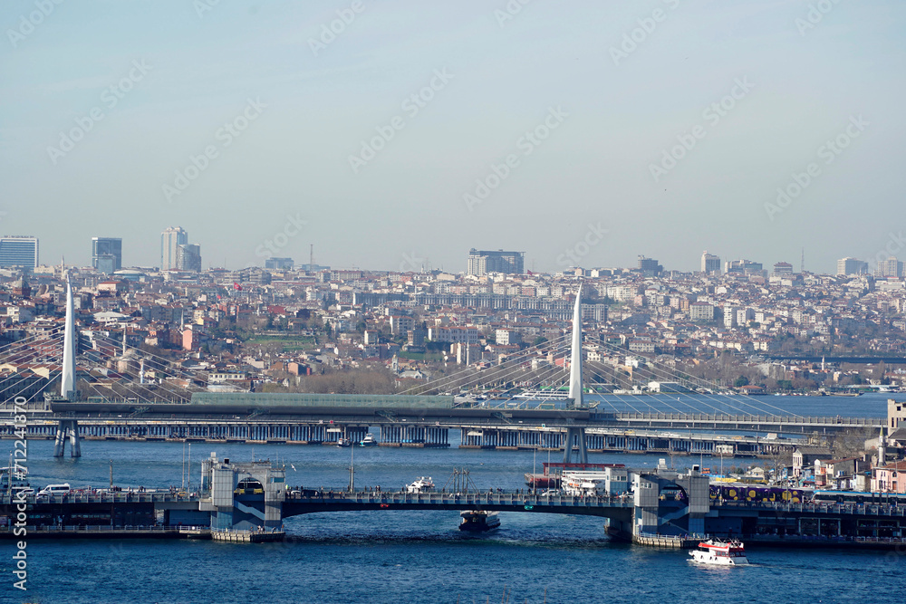 Galata bridge and golden horn view from topkapi palace istanbul turkey Galata bridge and golden horn view from topkapi palace istanbul turkey