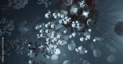 Diltiazem rotating molecular structure, 3d model of molecule, cardizem, looped video photo