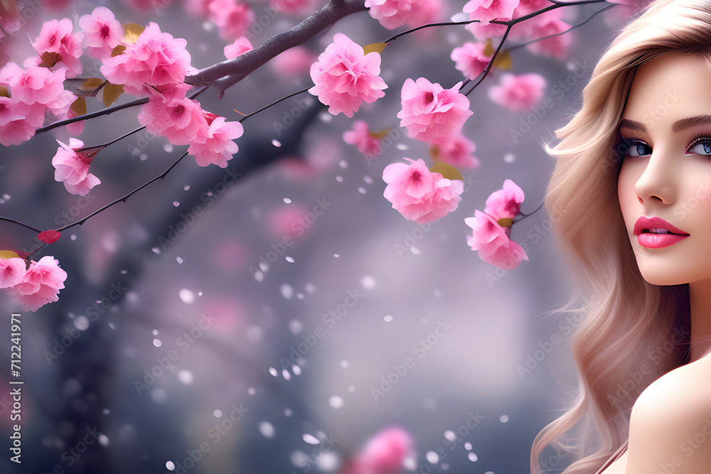 beautiful women's background with pink flowers