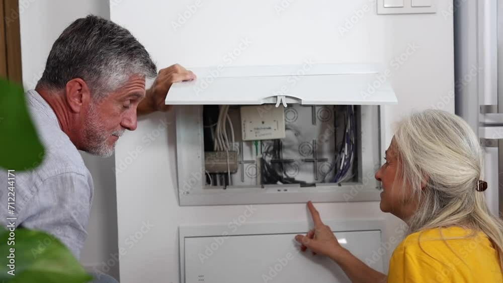 mature couple at home fixing internet network mature couple at home fixing internet network