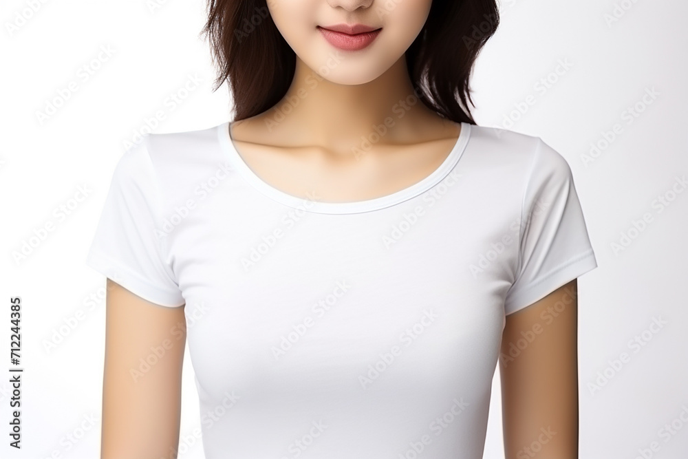 Woman in White Tshirt Mockup created with Generative AI Woman in White Tshirt Mockup created with Generative AI