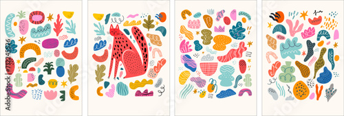 Baby posters. Baby hand drawn design for textile, posters, cards. Baby animals pattern. Fabric baby design. Vector illustration with cute animals. Nursery baby pattern illustration