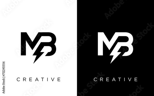 MB Initial logo concept with electric template vector
