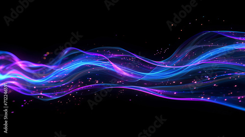 A stock photograph showcasing flowing abstract energy with vibrant blue and purple hues that seem to have been meticulously crafted by AI Generative technology.