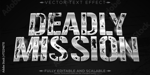 Mission text effect, editable metallic and shiny text style