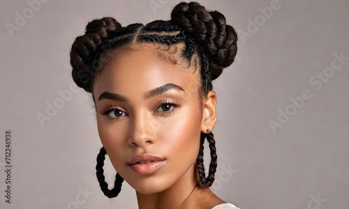 Portrait of a young African American girl with beautifully styled hair