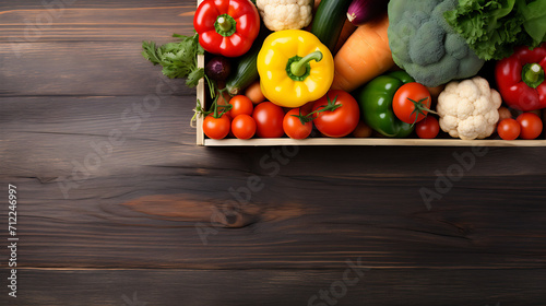 vegetables on a wooden table, generative Ai