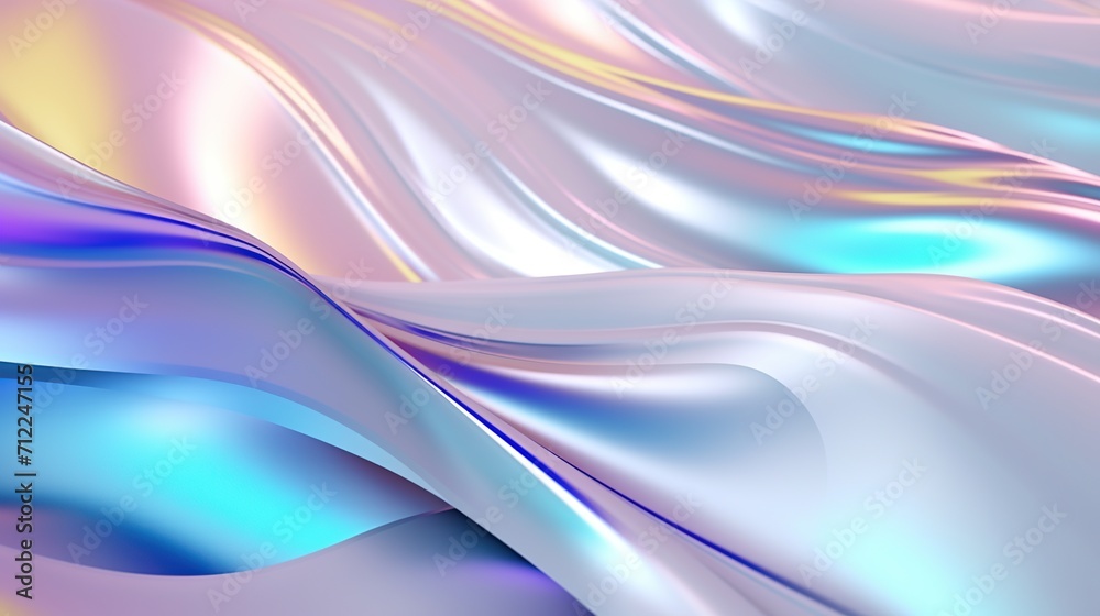 Holographic luxury iridescent liquid wave or iridescent smooth foil concept background. Created with Generative AI Holographic luxury iridescent liquid wave or iridescent smooth foil concept background. Created with Generative AI