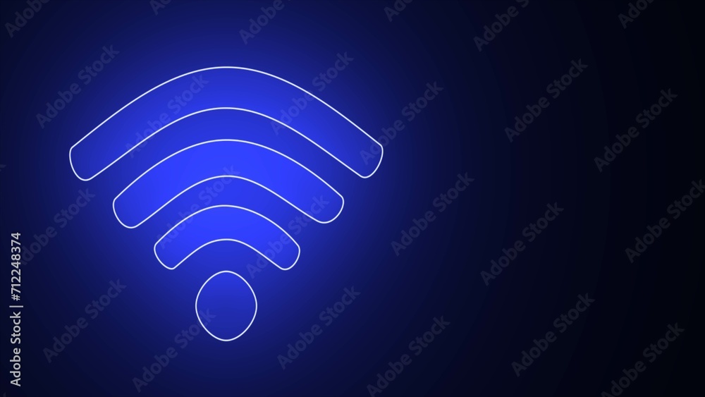 Wi-Fi symbol, Wireless technology concept with wifi symbol as a neon light. wireless networking digital high technology innovation concept, free internet and black background. Neon wifi sign Wi-Fi symbol, Wireless technology concept with wifi symbol as a neon light. wireless networking digital high technology innovation concept, free internet and black background. Neon wifi sign