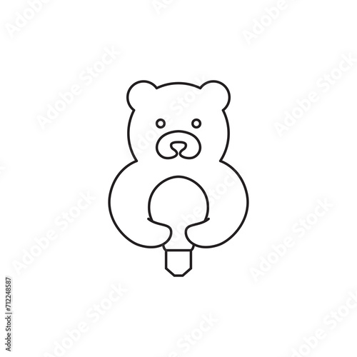 bear cute flat icon logo design vector