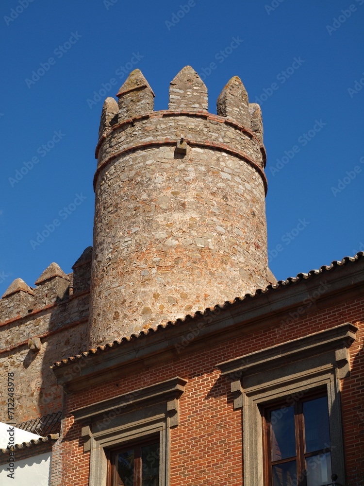 Tower and wall of the Zafra Parador, Extremadura - Spain 