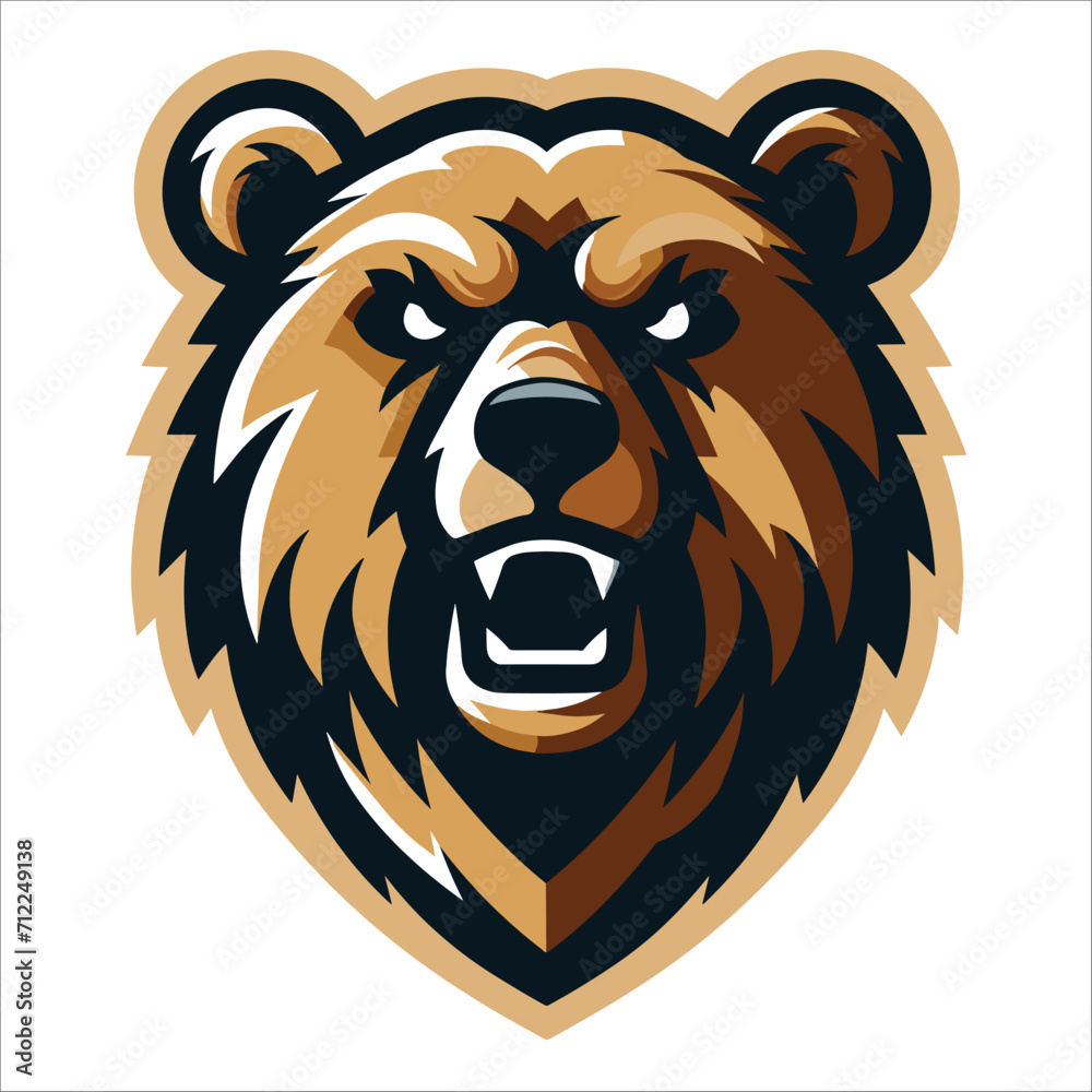 bear head , Aggressive bear's head design