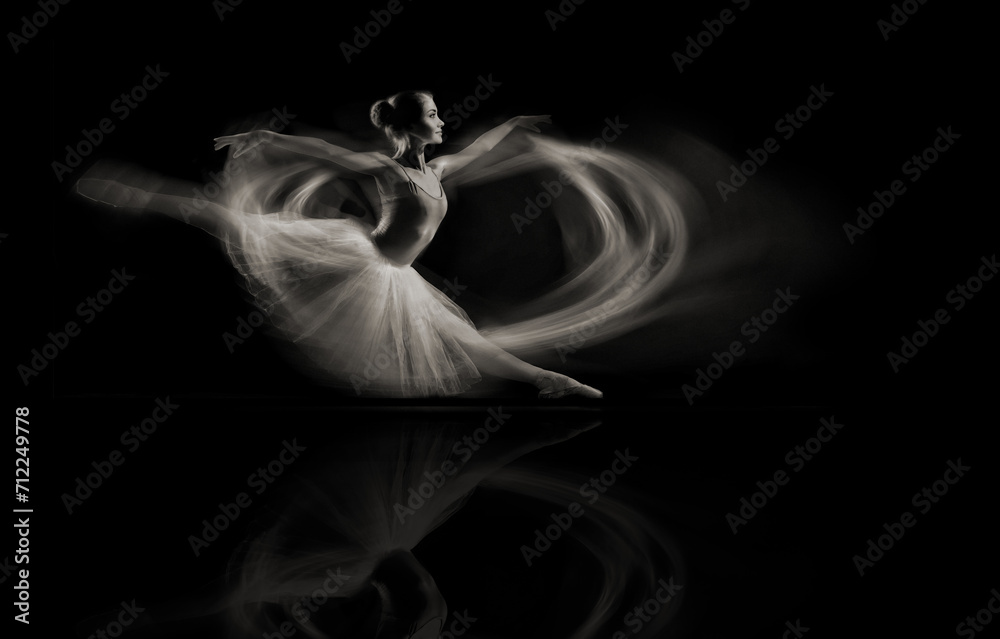 a ballet dancer jump on stage, generative ai