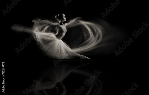 Obraz na płótnie a ballet dancer jump on stage, generative ai w salonie