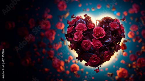 Beautiful heart with a floral pattern on a beautiful blurred bokeh background. St. Valentine's Day. Mothers Day. Holiday, romantic illustration.