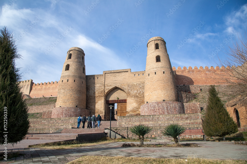 a beautiful historical place in a Central Asia Tajikistan wonderful old buildings and trade hub, tourist area