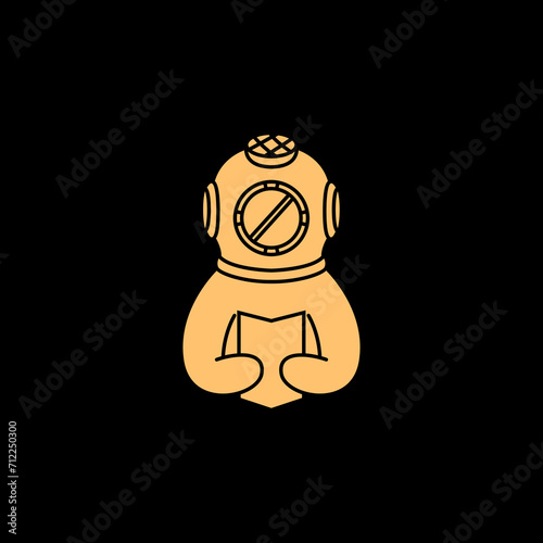 diving helmet icon logo design vector