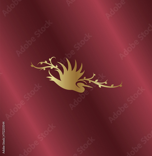 Golden color bird logo with attractive red mockup