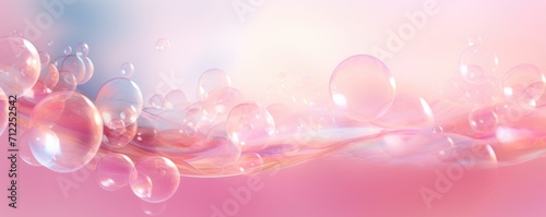 pink soap bubbles soft background banner