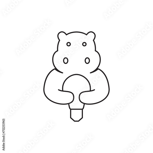 cute hippo mascot cartoon flat icon logo design vector