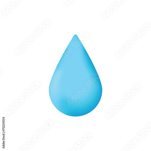 3d water drop icon isolated on white background