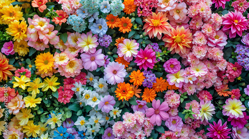 Multicolored flower wall background © Dennis