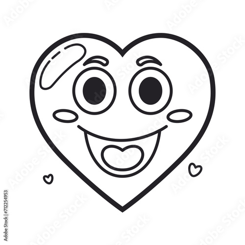 Black and White Heart on a white background in cartoon style Postcard for February 14