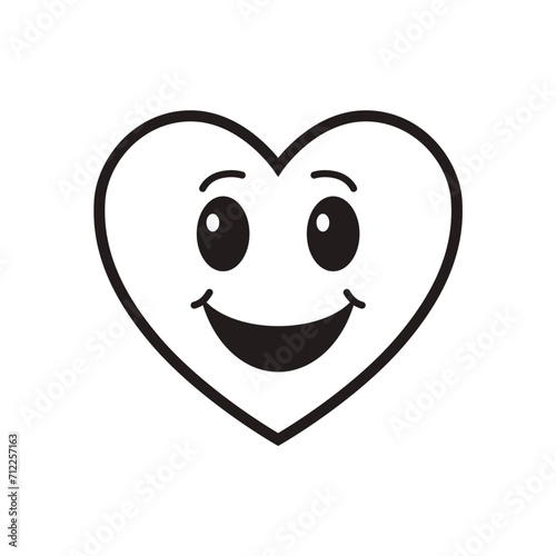 Black and White Heart on a white background in cartoon style Postcard for February 14