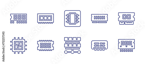 Ram memory line icon set. Editable stroke. Vector illustration. Containing ram, ram memory, memory, chip, processor.