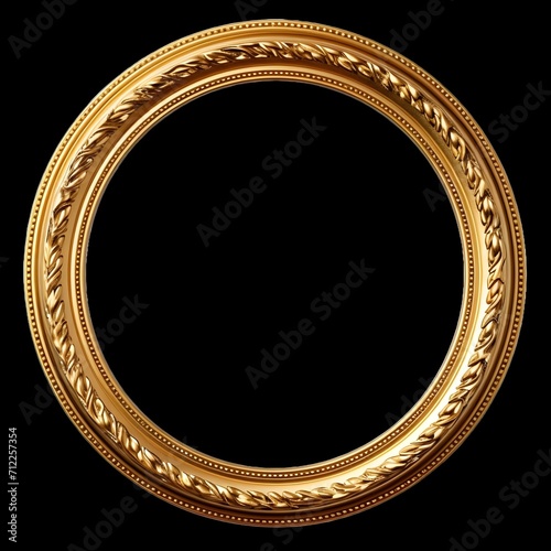 Antique round oval gold picture mirror frame isolated on transparent or white background, png 